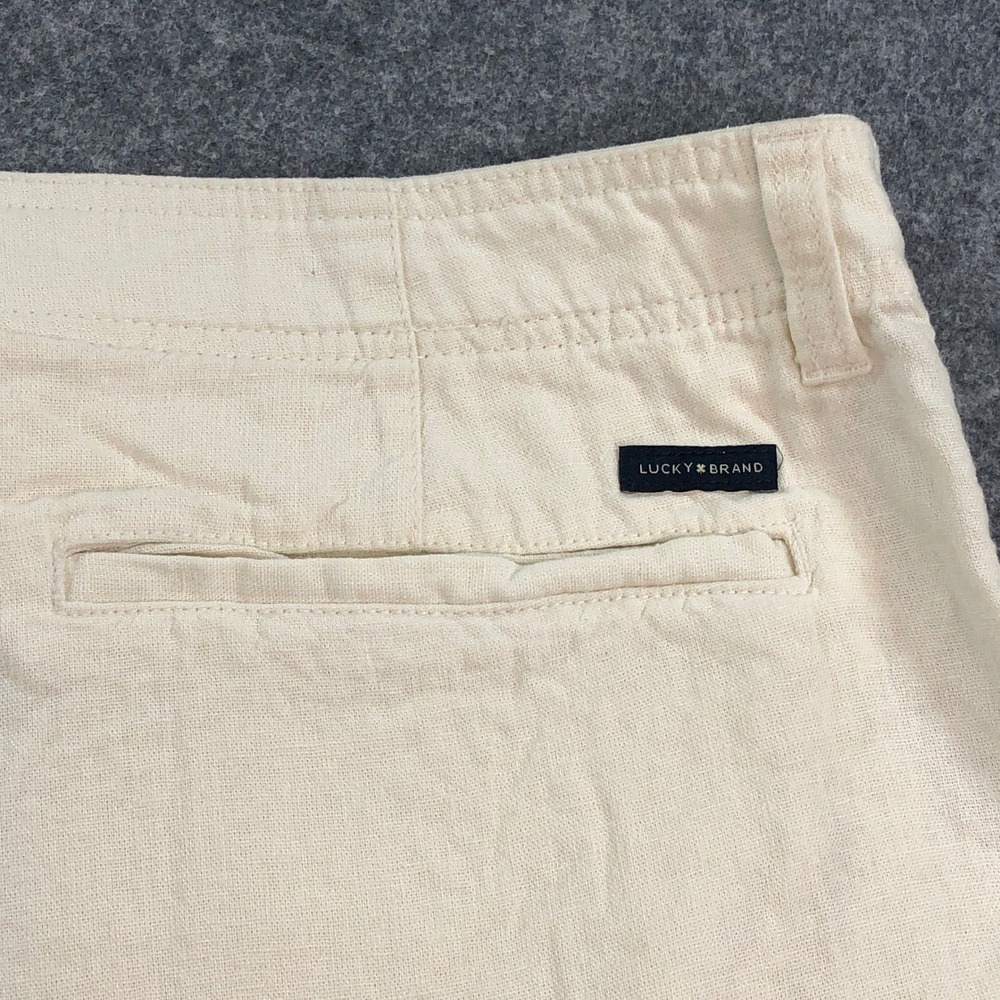 Lucky Brand Mens Shorts 36 Linen Blend Cream Ivory Flat Front High Rise - Picture 5 of 13